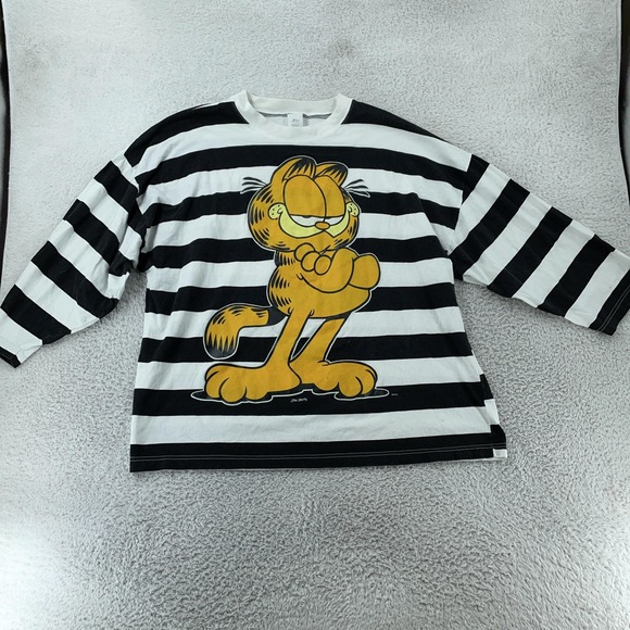 Soffe Other - Vintage Garfield Striped Shirt XL Black White Cartoon Cat Jim Davis‎ Tee USA 90s